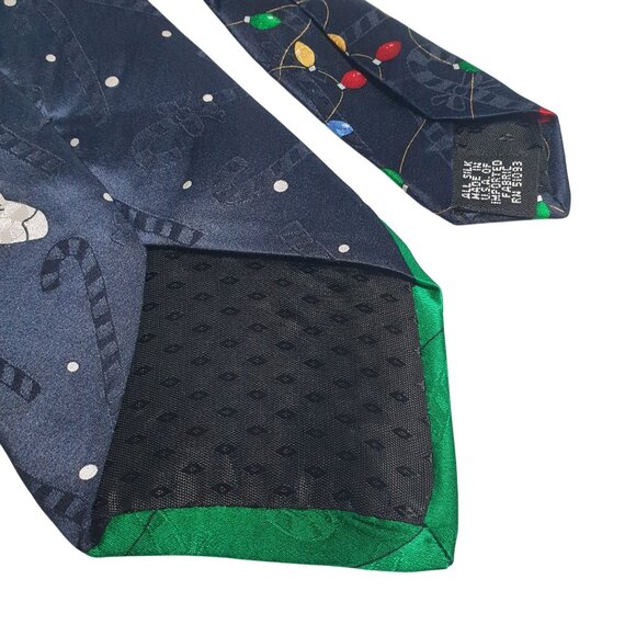 Hallmark Yule Tie Greetings Reindeer Christmas Novelty Necktie Snowflakes - Picture 5 of 5